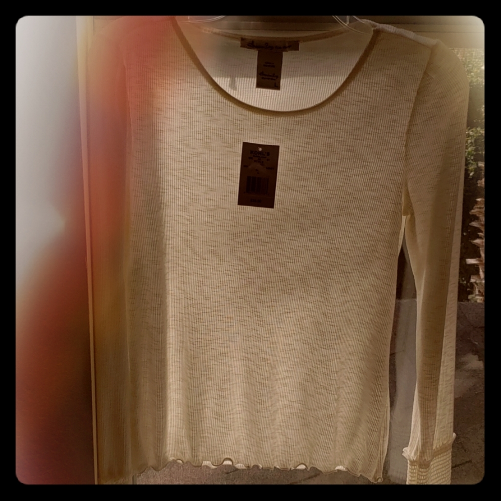 Cream long sleeve shirt
